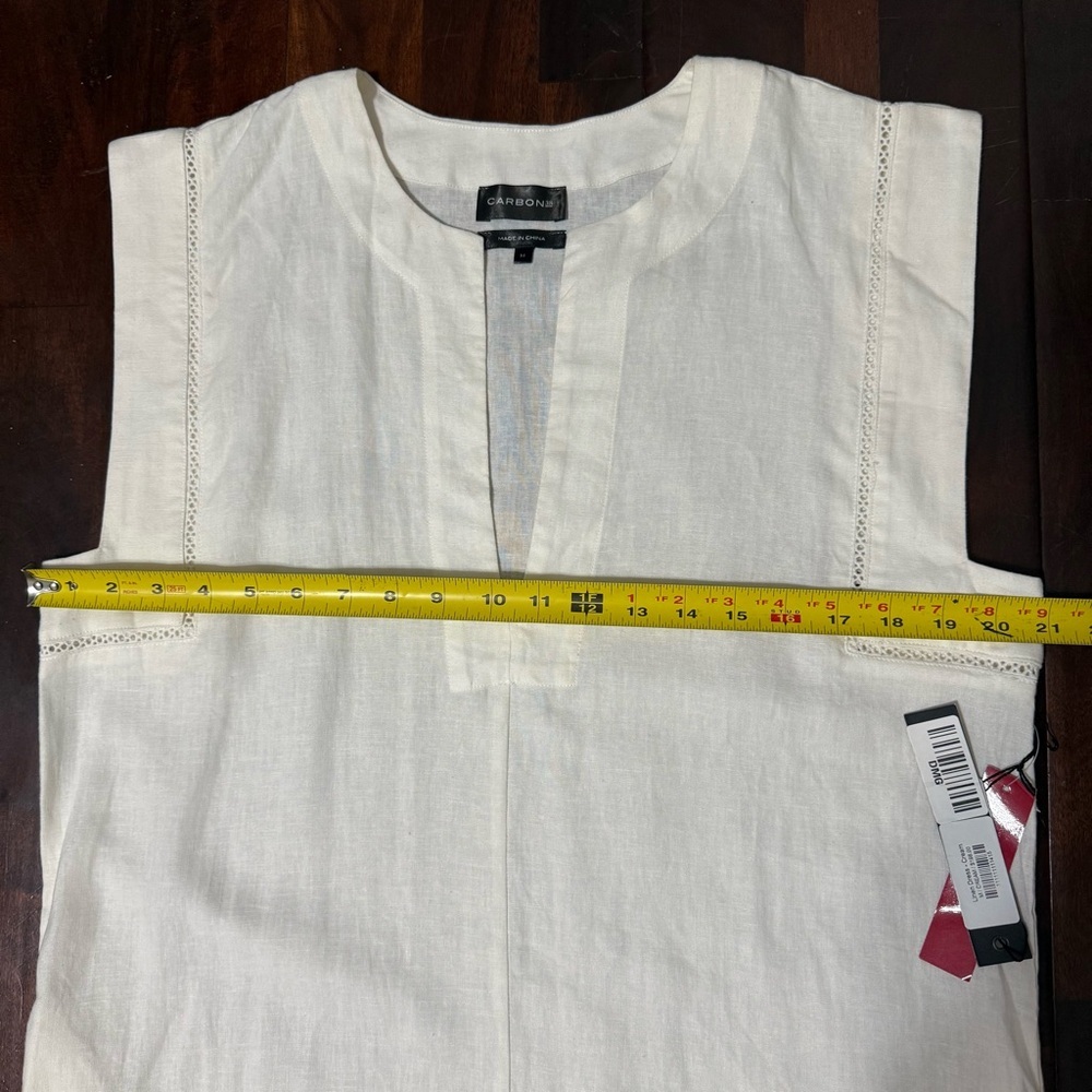 New Carbon38 Linen Blend Maxi Dress Women’s Medium Sleeveless Cream - Picture 5 of 10